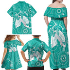 National Asthma Week Australia Family Matching Off Shoulder Maxi Dress and Hawaiian Shirt Strength In Every Breath