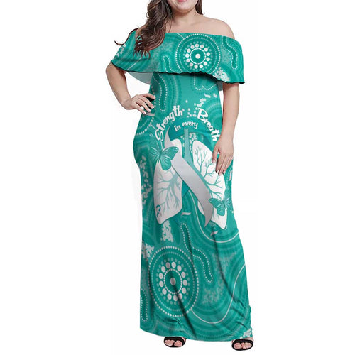 National Asthma Week Australia Family Matching Off Shoulder Maxi Dress and Hawaiian Shirt Strength In Every Breath