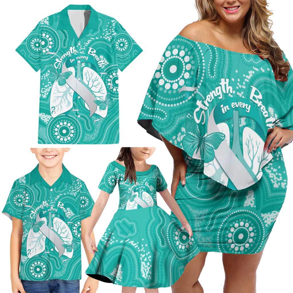 National Asthma Week Australia Family Matching Off Shoulder Short Dress and Hawaiian Shirt Strength In Every Breath