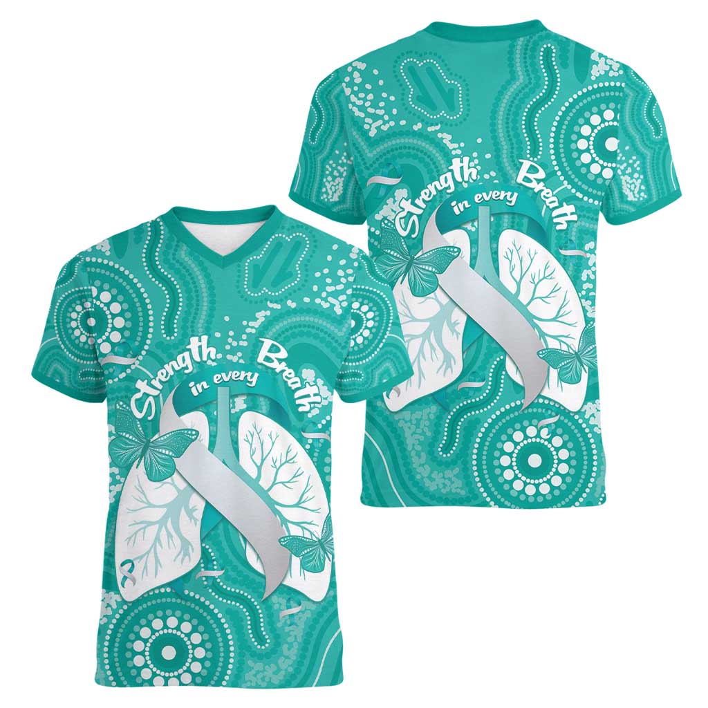 National Asthma Week Australia Women V-Neck T-Shirt Strength In Every Breath