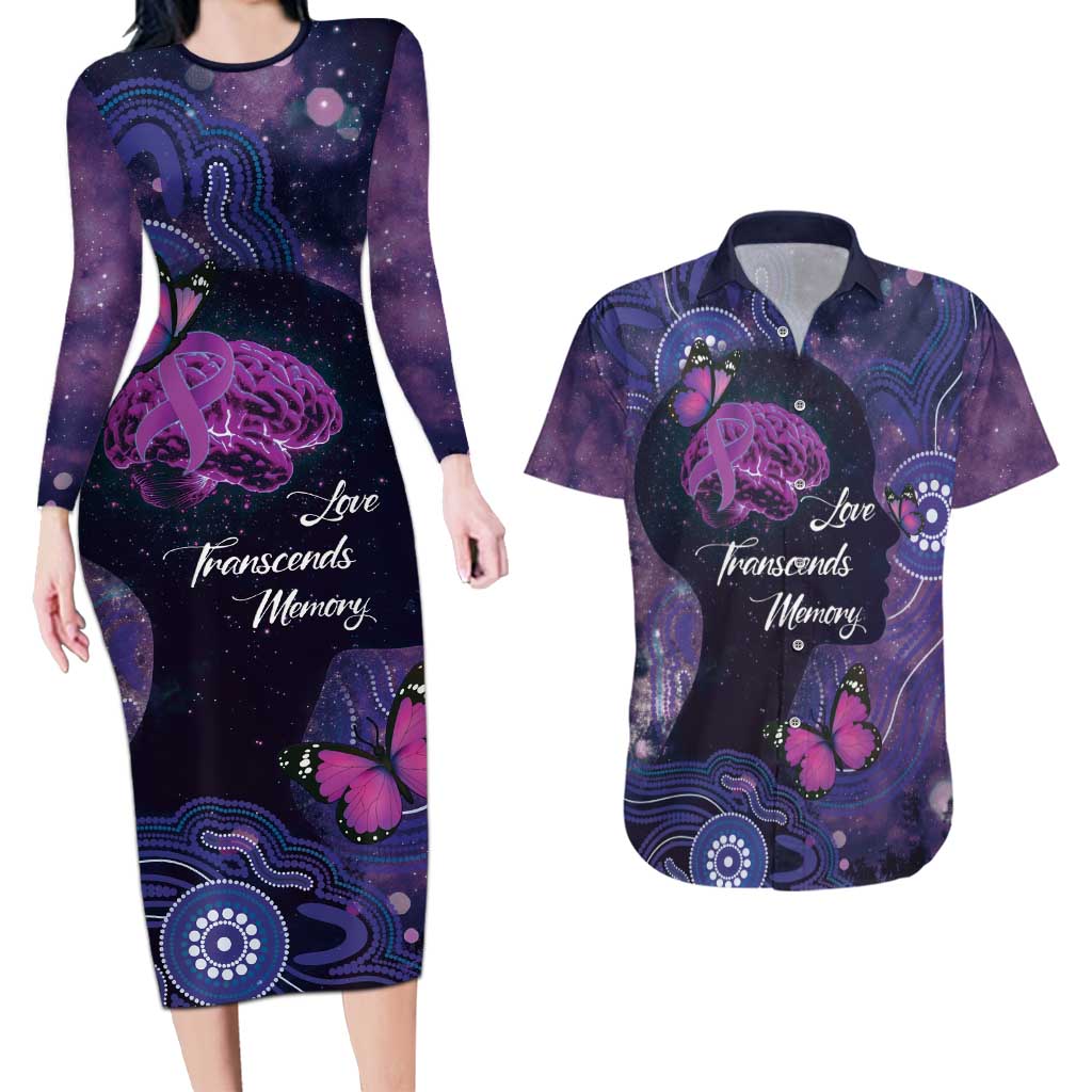 Alzheimer's and Brain Awareness Month Australia Couples Matching Long Sleeve Bodycon Dress and Hawaiian Shirt Love Transcends Memory