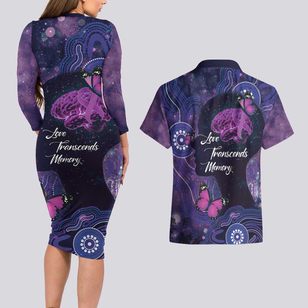 Alzheimer's and Brain Awareness Month Australia Couples Matching Long Sleeve Bodycon Dress and Hawaiian Shirt Love Transcends Memory