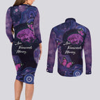 Alzheimer's and Brain Awareness Month Australia Couples Matching Long Sleeve Bodycon Dress and Long Sleeve Button Shirt Love Transcends Memory