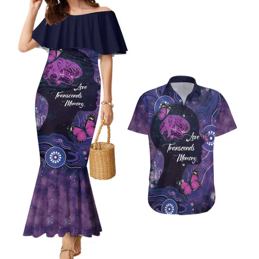 Alzheimer's and Brain Awareness Month Australia Couples Matching Mermaid Dress and Hawaiian Shirt Love Transcends Memory