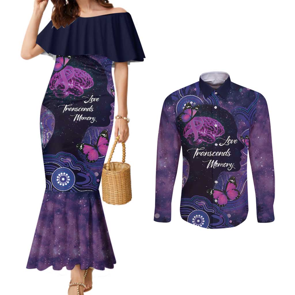 Alzheimer's and Brain Awareness Month Australia Couples Matching Mermaid Dress and Long Sleeve Button Shirt Love Transcends Memory