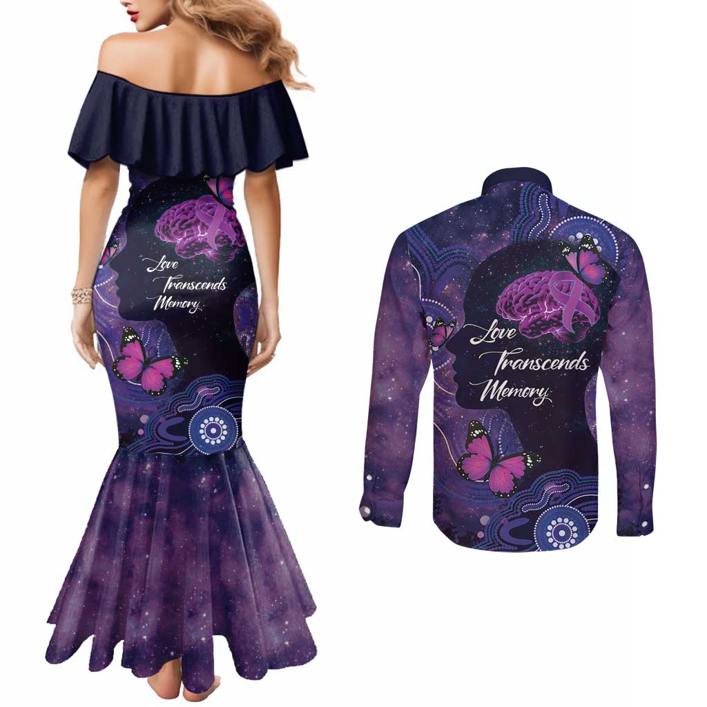 Alzheimer's and Brain Awareness Month Australia Couples Matching Mermaid Dress and Long Sleeve Button Shirt Love Transcends Memory