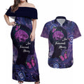 Alzheimer's and Brain Awareness Month Australia Couples Matching Off Shoulder Maxi Dress and Hawaiian Shirt Love Transcends Memory