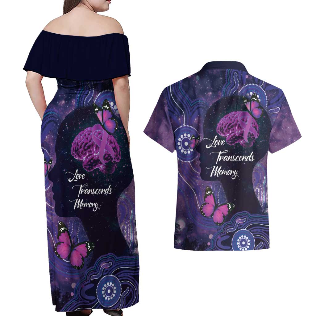 Alzheimer's and Brain Awareness Month Australia Couples Matching Off Shoulder Maxi Dress and Hawaiian Shirt Love Transcends Memory