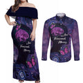 Alzheimer's and Brain Awareness Month Australia Couples Matching Off Shoulder Maxi Dress and Long Sleeve Button Shirt Love Transcends Memory