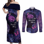 Alzheimer's and Brain Awareness Month Australia Couples Matching Off Shoulder Maxi Dress and Long Sleeve Button Shirt Love Transcends Memory