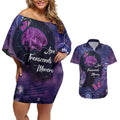 Alzheimer's and Brain Awareness Month Australia Couples Matching Off Shoulder Short Dress and Hawaiian Shirt Love Transcends Memory