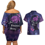 Alzheimer's and Brain Awareness Month Australia Couples Matching Off Shoulder Short Dress and Hawaiian Shirt Love Transcends Memory