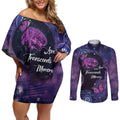 Alzheimer's and Brain Awareness Month Australia Couples Matching Off Shoulder Short Dress and Long Sleeve Button Shirt Love Transcends Memory