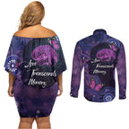 Alzheimer's and Brain Awareness Month Australia Couples Matching Off Shoulder Short Dress and Long Sleeve Button Shirt Love Transcends Memory