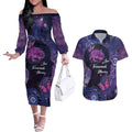 Alzheimer's and Brain Awareness Month Australia Couples Matching Off The Shoulder Long Sleeve Dress and Hawaiian Shirt Love Transcends Memory