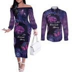 Alzheimer's and Brain Awareness Month Australia Couples Matching Off The Shoulder Long Sleeve Dress and Long Sleeve Button Shirt Love Transcends Memory
