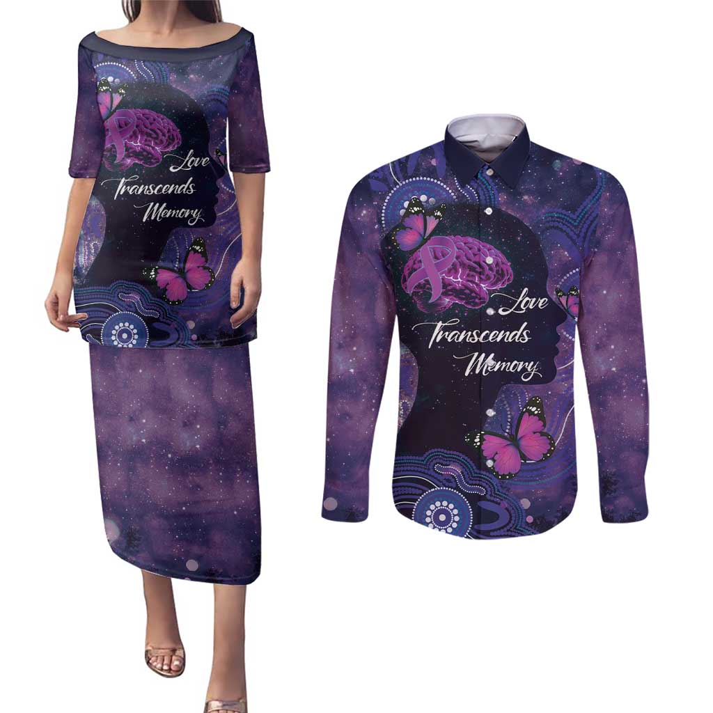 Alzheimer's and Brain Awareness Month Australia Couples Matching Puletasi and Long Sleeve Button Shirt Love Transcends Memory