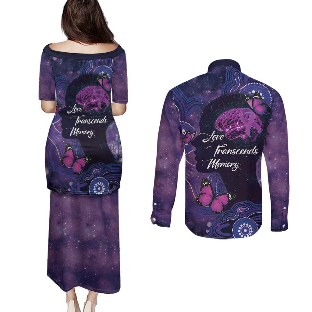 Alzheimer's and Brain Awareness Month Australia Couples Matching Puletasi and Long Sleeve Button Shirt Love Transcends Memory