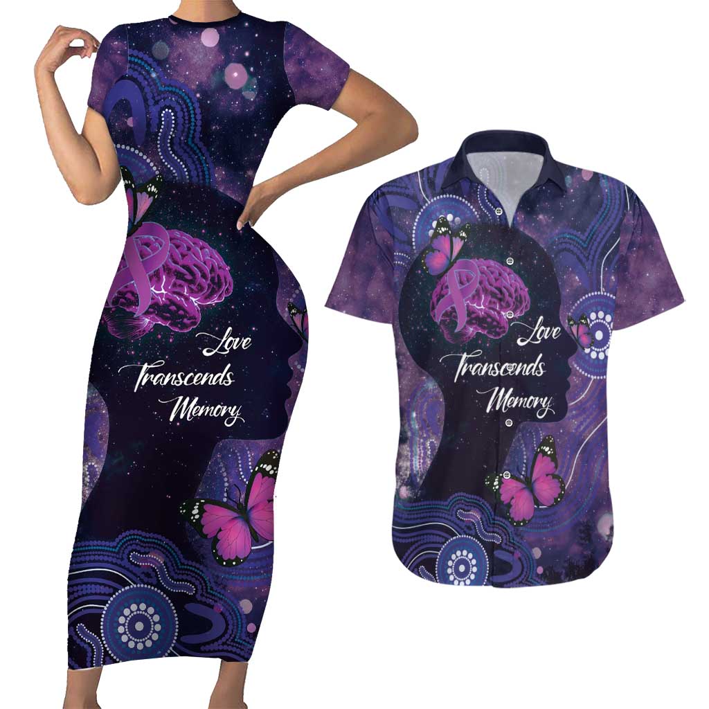 Alzheimer's and Brain Awareness Month Australia Couples Matching Short Sleeve Bodycon Dress and Hawaiian Shirt Love Transcends Memory