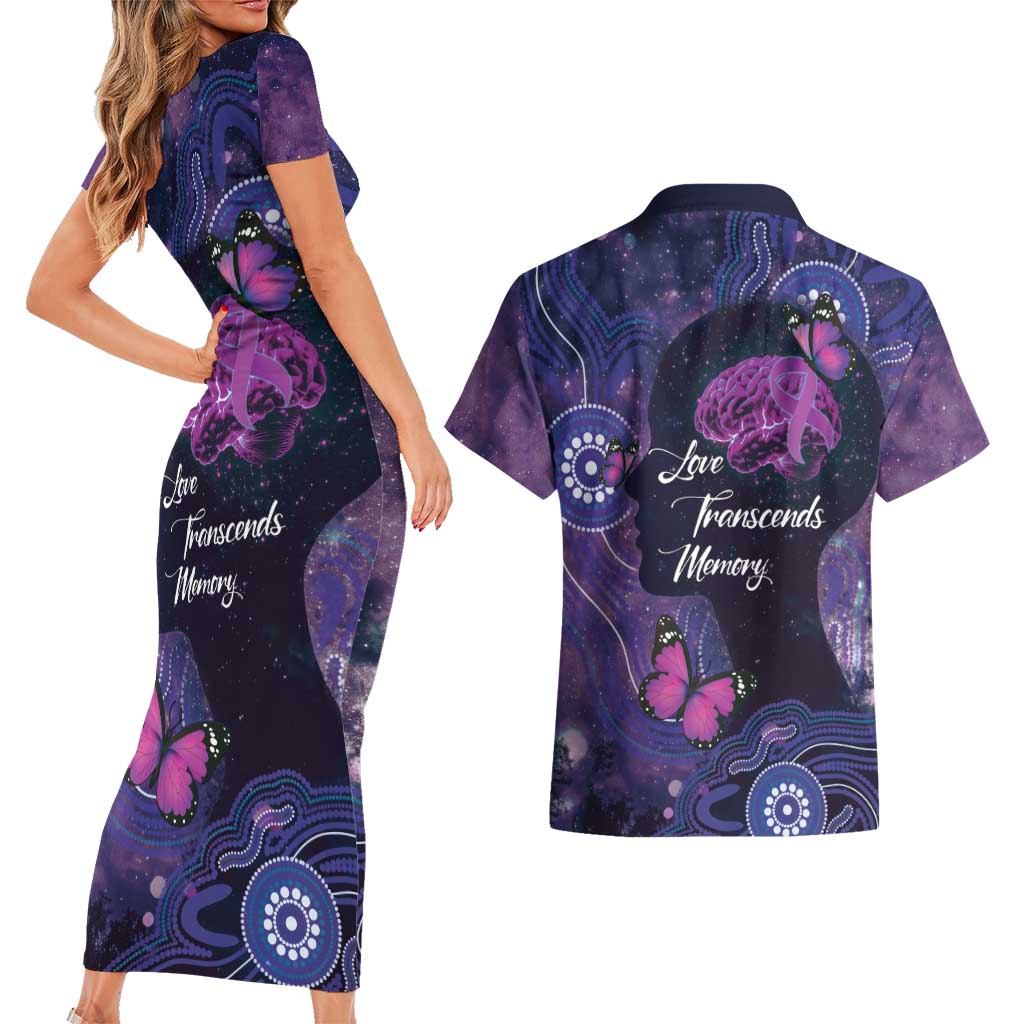 Alzheimer's and Brain Awareness Month Australia Couples Matching Short Sleeve Bodycon Dress and Hawaiian Shirt Love Transcends Memory