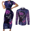 Alzheimer's and Brain Awareness Month Australia Couples Matching Short Sleeve Bodycon Dress and Long Sleeve Button Shirt Love Transcends Memory