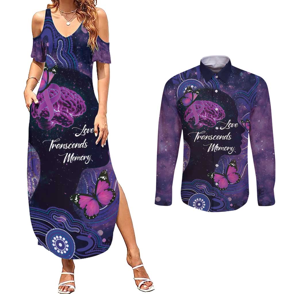 Alzheimer's and Brain Awareness Month Australia Couples Matching Summer Maxi Dress and Long Sleeve Button Shirt Love Transcends Memory