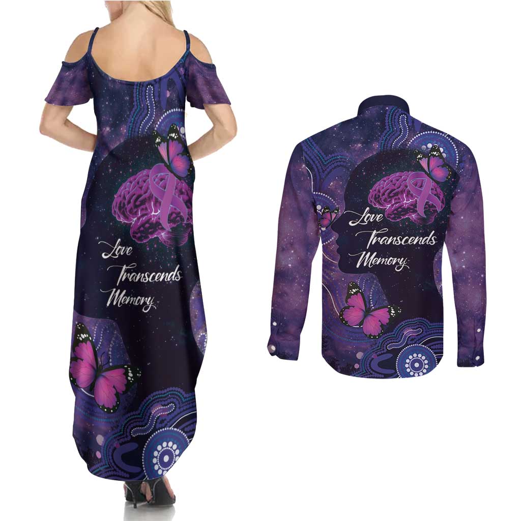 Alzheimer's and Brain Awareness Month Australia Couples Matching Summer Maxi Dress and Long Sleeve Button Shirt Love Transcends Memory