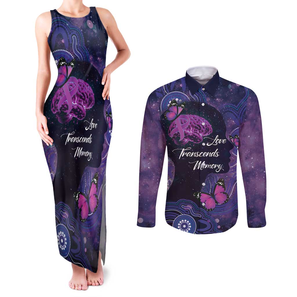 Alzheimer's and Brain Awareness Month Australia Couples Matching Tank Maxi Dress and Long Sleeve Button Shirt Love Transcends Memory