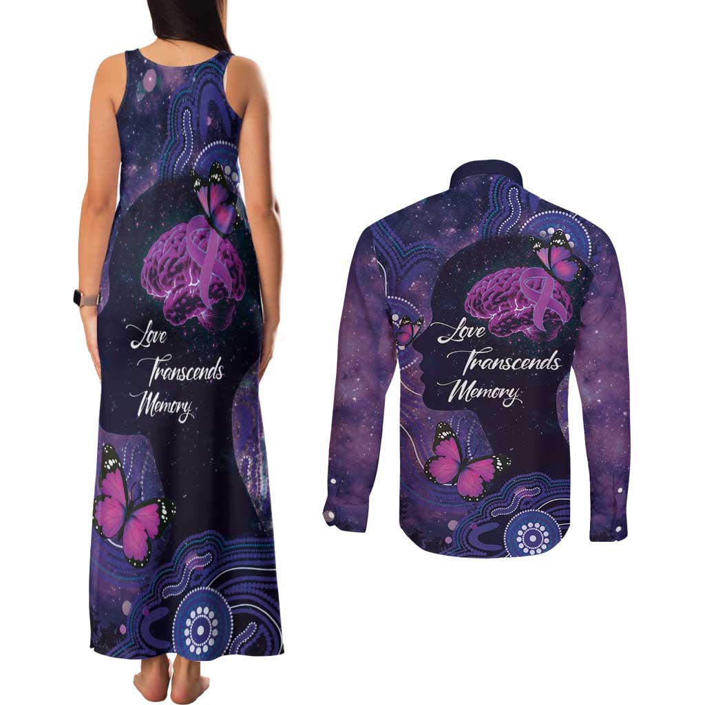 Alzheimer's and Brain Awareness Month Australia Couples Matching Tank Maxi Dress and Long Sleeve Button Shirt Love Transcends Memory