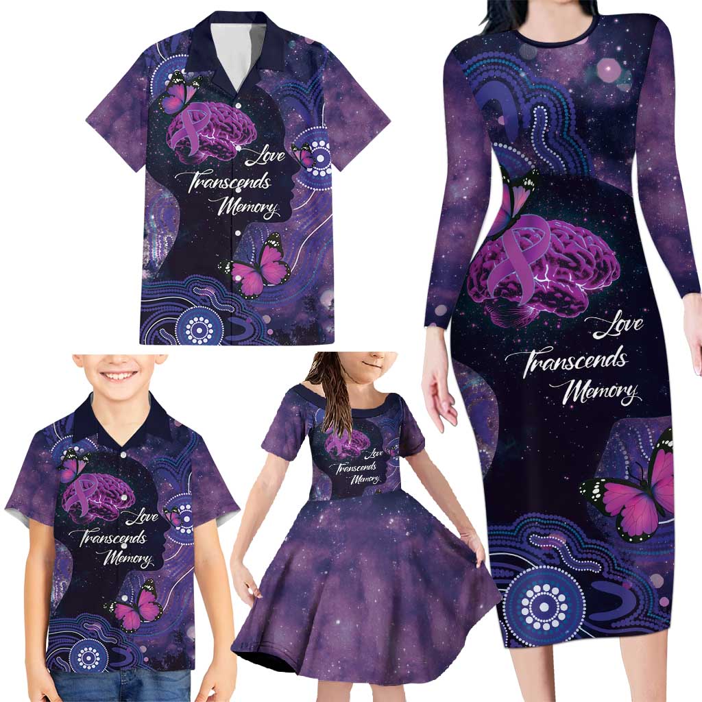Alzheimer's and Brain Awareness Month Australia Family Matching Long Sleeve Bodycon Dress and Hawaiian Shirt Love Transcends Memory