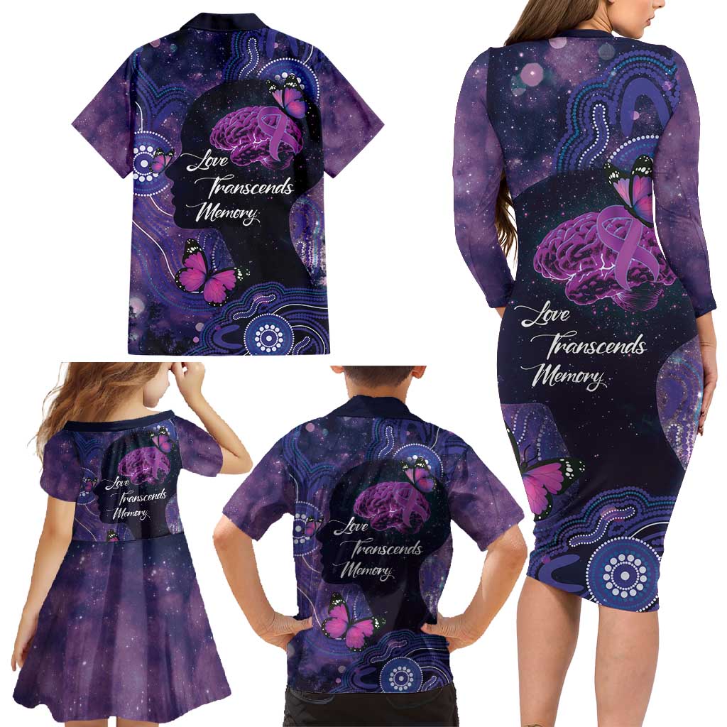 Alzheimer's and Brain Awareness Month Australia Family Matching Long Sleeve Bodycon Dress and Hawaiian Shirt Love Transcends Memory