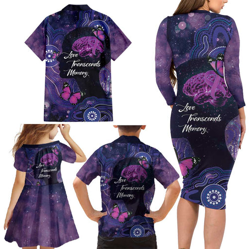 Alzheimer's and Brain Awareness Month Australia Family Matching Long Sleeve Bodycon Dress and Hawaiian Shirt Love Transcends Memory