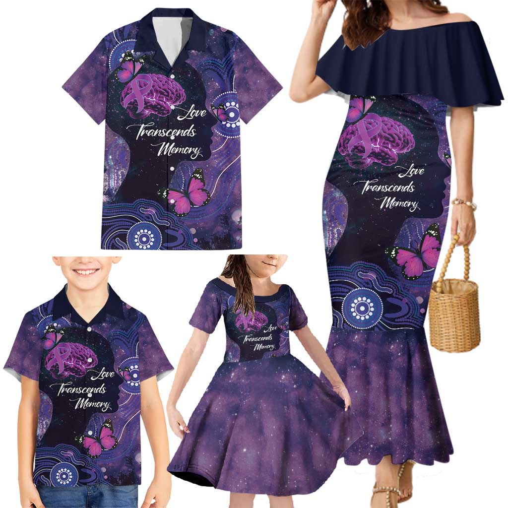 Alzheimer's and Brain Awareness Month Australia Family Matching Mermaid Dress and Hawaiian Shirt Love Transcends Memory