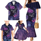Alzheimer's and Brain Awareness Month Australia Family Matching Mermaid Dress and Hawaiian Shirt Love Transcends Memory