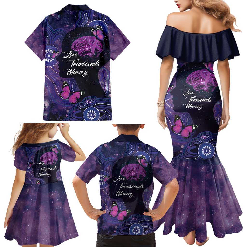 Alzheimer's and Brain Awareness Month Australia Family Matching Mermaid Dress and Hawaiian Shirt Love Transcends Memory