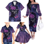 Alzheimer's and Brain Awareness Month Australia Family Matching Off The Shoulder Long Sleeve Dress and Hawaiian Shirt Love Transcends Memory