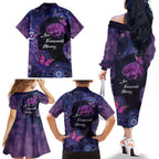 Alzheimer's and Brain Awareness Month Australia Family Matching Off The Shoulder Long Sleeve Dress and Hawaiian Shirt Love Transcends Memory