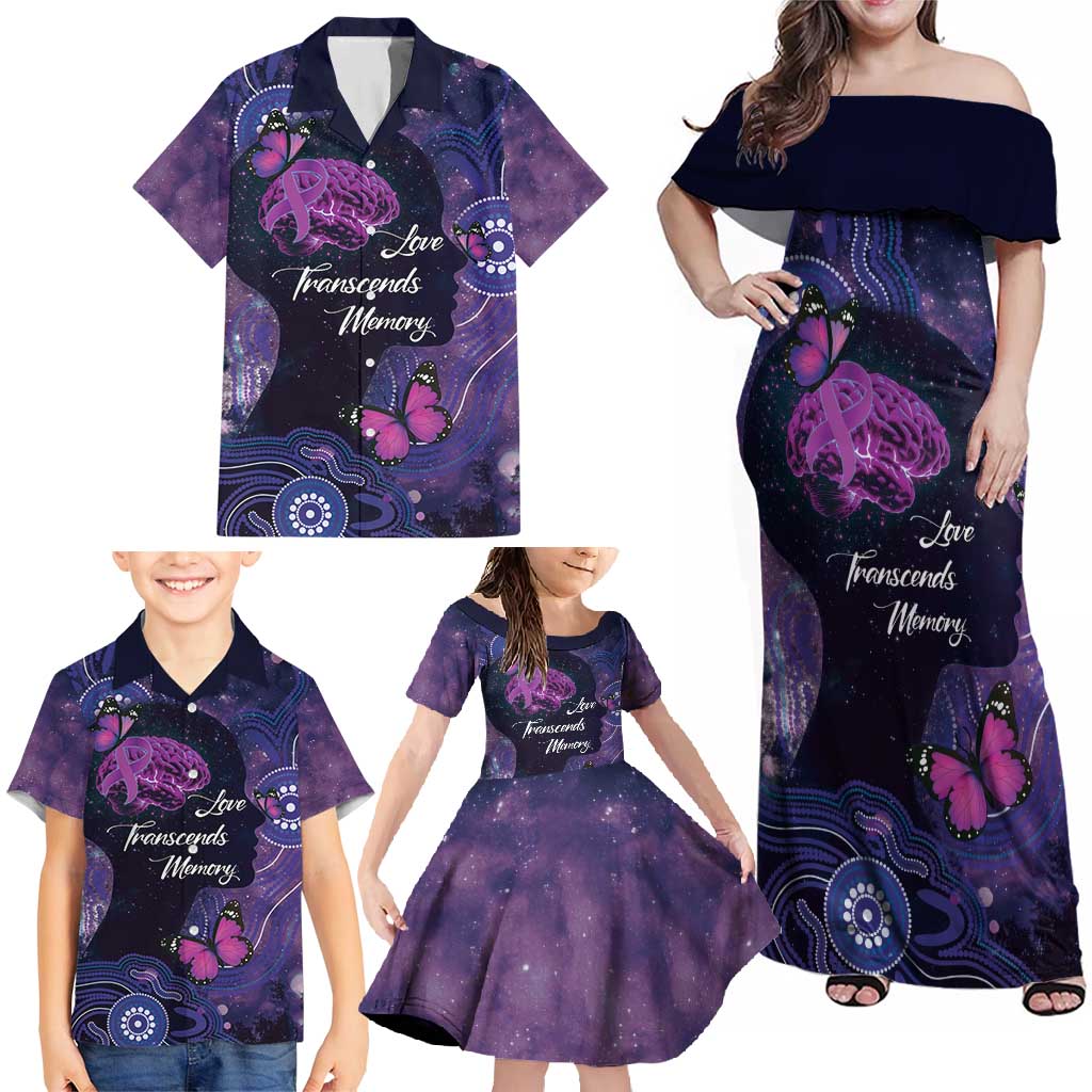 Alzheimer's and Brain Awareness Month Australia Family Matching Off Shoulder Maxi Dress and Hawaiian Shirt Love Transcends Memory