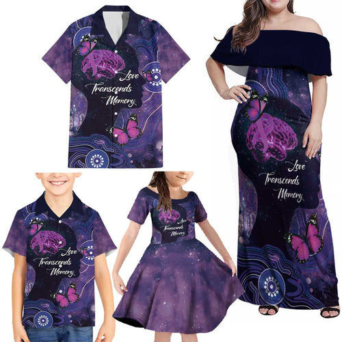 Alzheimer's and Brain Awareness Month Australia Family Matching Off Shoulder Maxi Dress and Hawaiian Shirt Love Transcends Memory