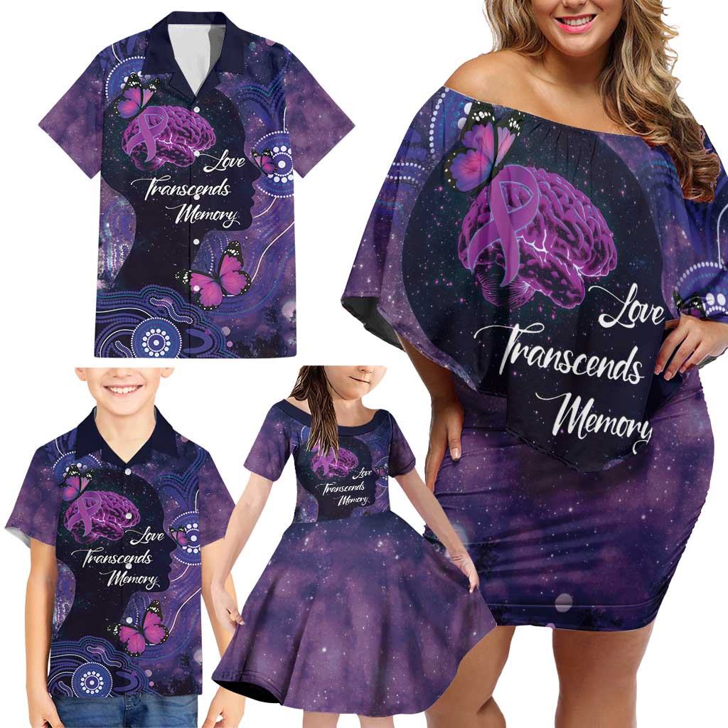 Alzheimer's and Brain Awareness Month Australia Family Matching Off Shoulder Short Dress and Hawaiian Shirt Love Transcends Memory