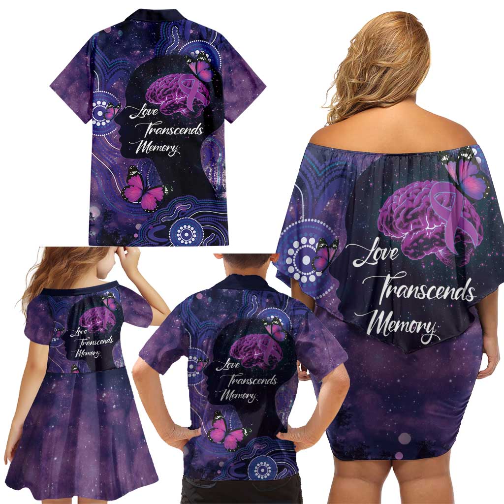 Alzheimer's and Brain Awareness Month Australia Family Matching Off Shoulder Short Dress and Hawaiian Shirt Love Transcends Memory