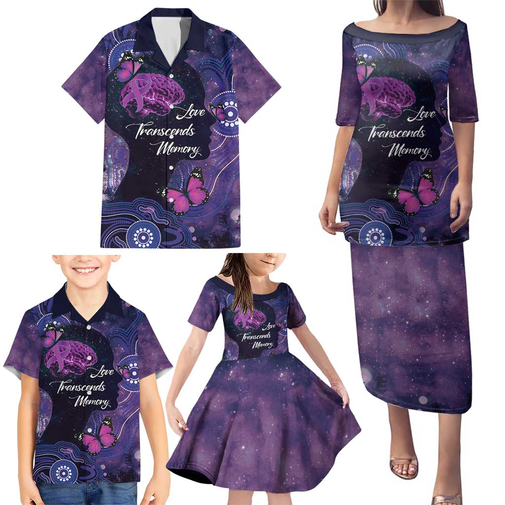 Alzheimer's and Brain Awareness Month Australia Family Matching Puletasi and Hawaiian Shirt Love Transcends Memory