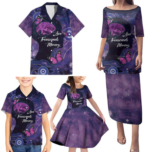 Alzheimer's and Brain Awareness Month Australia Family Matching Puletasi and Hawaiian Shirt Love Transcends Memory