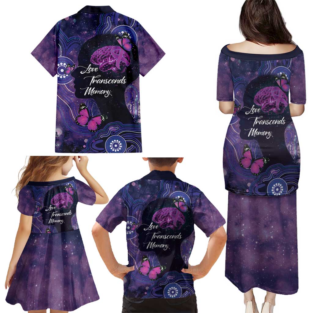 Alzheimer's and Brain Awareness Month Australia Family Matching Puletasi and Hawaiian Shirt Love Transcends Memory