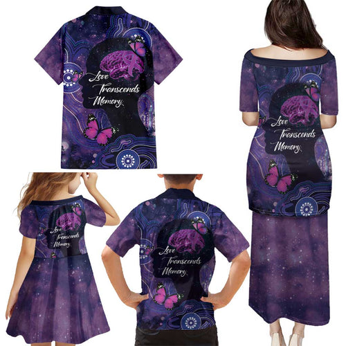 Alzheimer's and Brain Awareness Month Australia Family Matching Puletasi and Hawaiian Shirt Love Transcends Memory