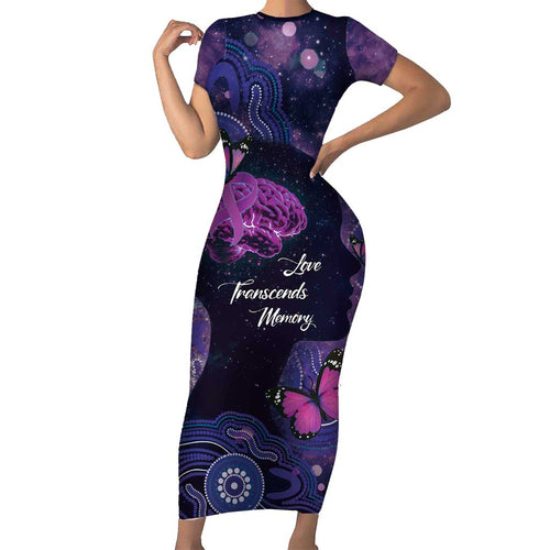 Alzheimer's and Brain Awareness Month Australia Family Matching Short Sleeve Bodycon Dress and Hawaiian Shirt Love Transcends Memory