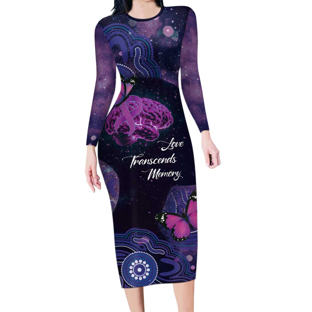 Alzheimer's and Brain Awareness Month Australia Long Sleeve Bodycon Dress Love Transcends Memory