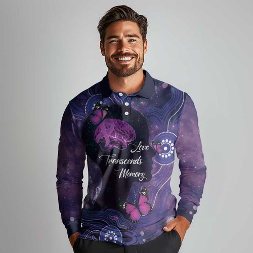 Alzheimer's and Brain Awareness Month Australia Long Sleeve Polo Shirt Love Transcends Memory