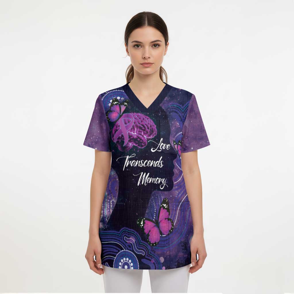 Alzheimer's and Brain Awareness Month Australia Scrub Top Love Transcends Memory - Aussie Hoodie