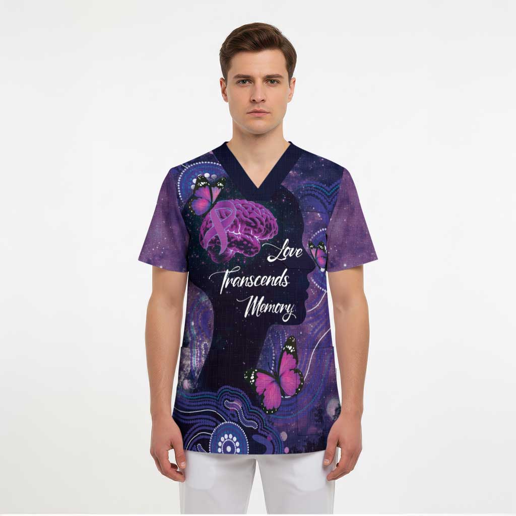 Alzheimer's and Brain Awareness Month Australia Scrub Top Love Transcends Memory - Aussie Hoodie